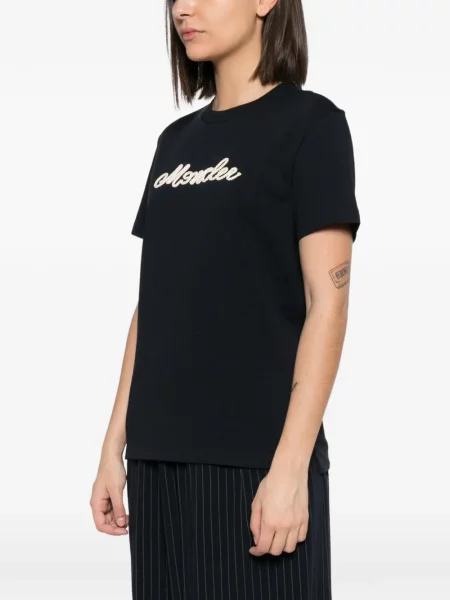 Tricou Moncler cu broderie albastru