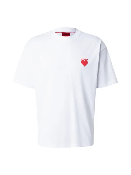 HUGO Tricou Dewdam roșu alb