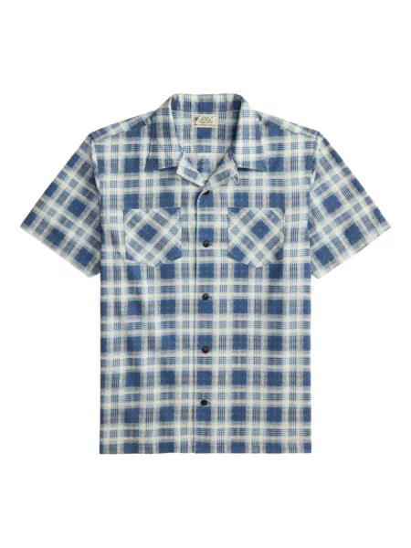 Tricou Ralph Lauren Rrl în carouri albastru