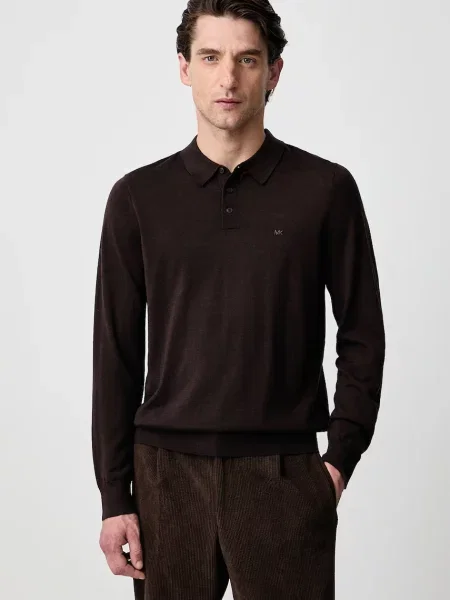 Michael Kors sweter z wełny merino brązowy