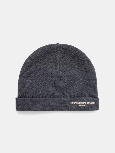 Вълнена шапка Emporio Armani сиво