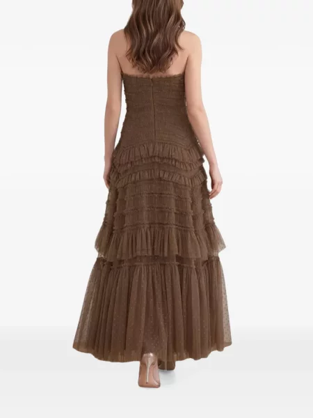 Rochie maxi Needle & Thread fără bretele maro