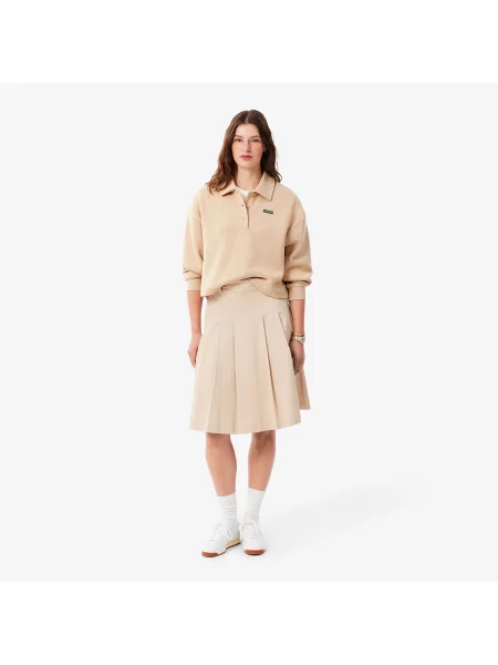Поло Lacoste с воротником бежевое