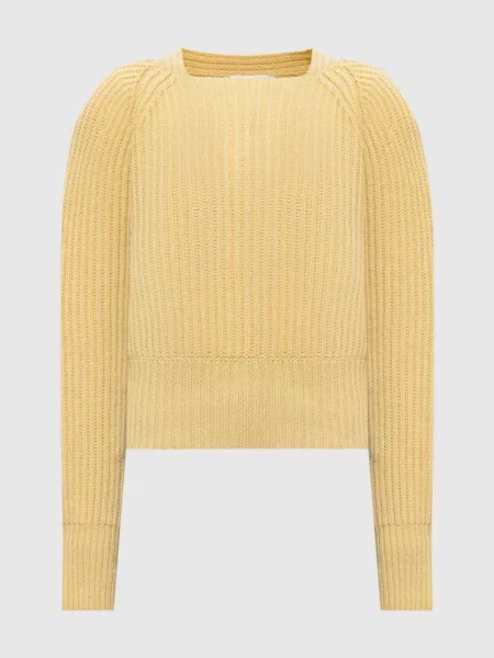 Светр з вовни і кашеміру з акцентними плечима Victoria Beckham жовтий
