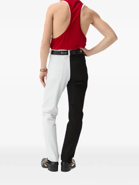 Blugi drepți Versace cu broderie negru