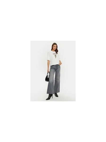 Guess Póló Ekru Boxy Fit