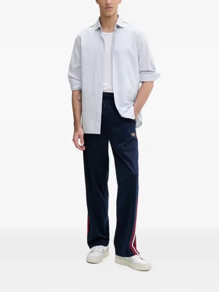 Ριγέ τρέξιμο μπουφάν Adidas με αυτόγραφο καφέ