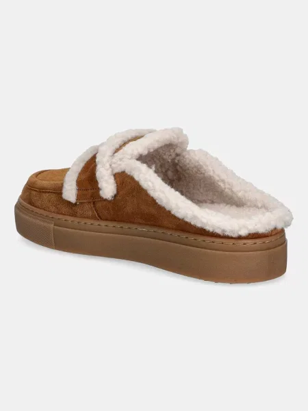 Inuikii papuci de piele întoarsă Mule Wool maro