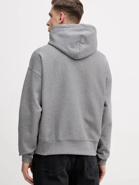 Mikina Calvin Klein s kapucí hladká šedá