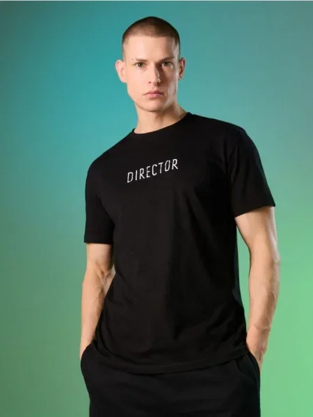 Футболка Sinsay с надписями черная