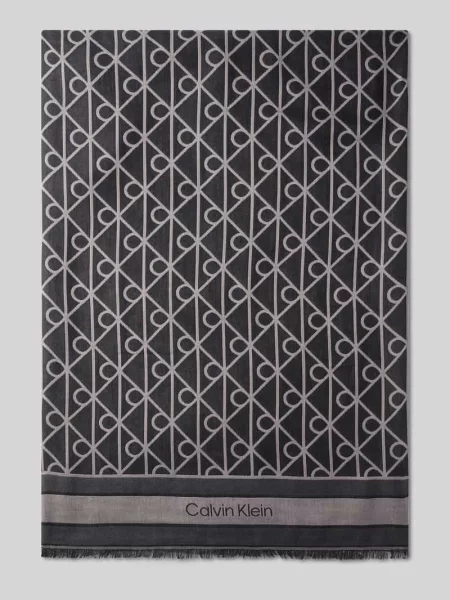 Chusta z modalu z wzorem z logo na całej powierzchni Ck Calvin Klein czarna