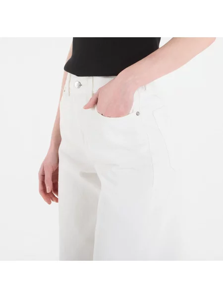 Дънки Calvin Klein Jeans The Wide Leg Raw Hem Chalk White 27 бяло