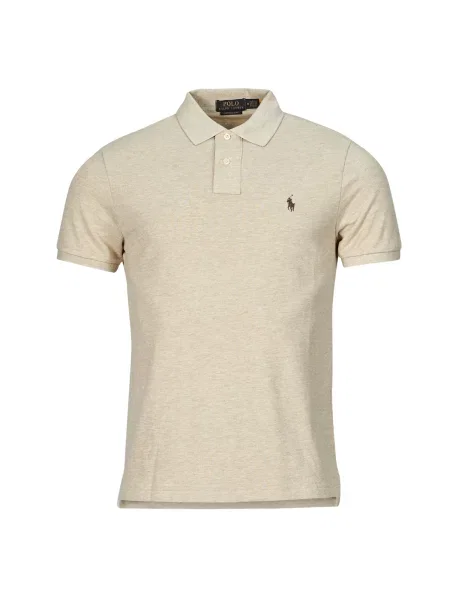 Polo majice kratki rokavi Polo Ralph Lauren POLO COUPE DROITE EN COTON BASIC MESH bež