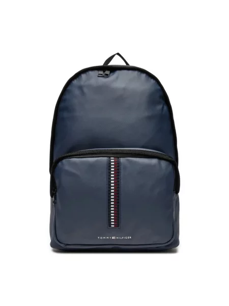 Lniany plecak Tommy Hilfiger niebieski
