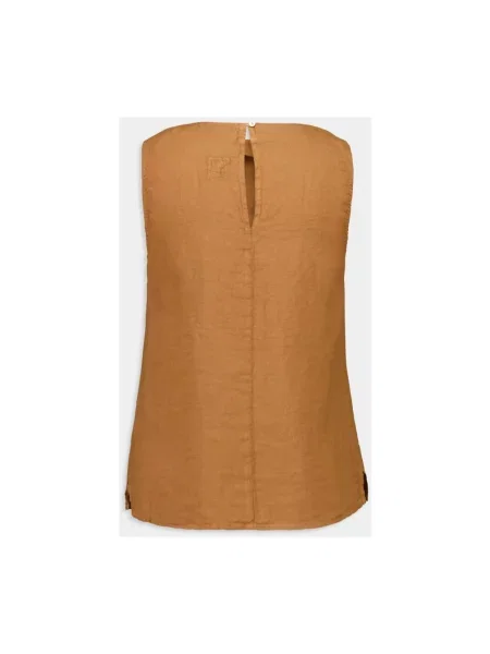 Lniany top 120% Lino elegancki brązowy