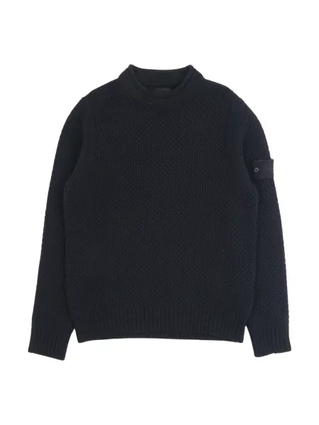 Sweter wełniany Stone Island wełniany z kamieniami niebieski