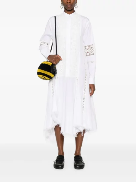 Rochie midi Loewe din dantelă până la genunchi de costum alb