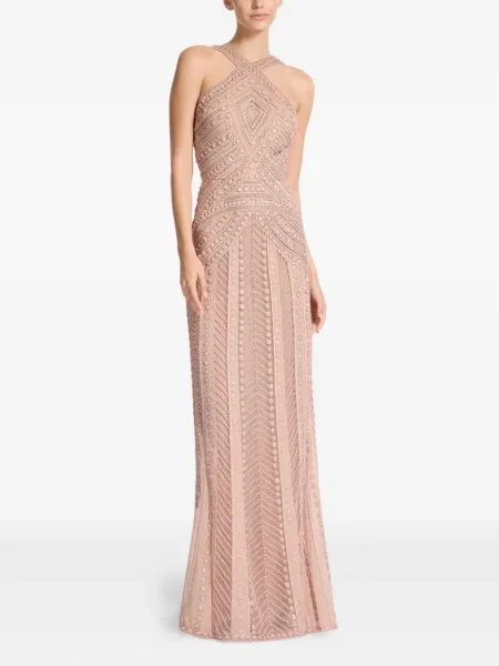 Haftowana sukienka maxi Elie Saab tiulowa garniturowa