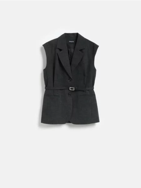 Reserved Vestă cu curea gri-închis gri
