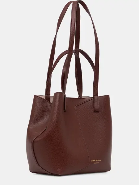 Emporio Armani kabelka typu shopper dámska kožená hnedá