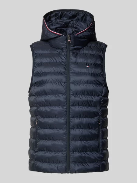 Kamizelka pikowana z kapturem Tommy Hilfiger granatowa