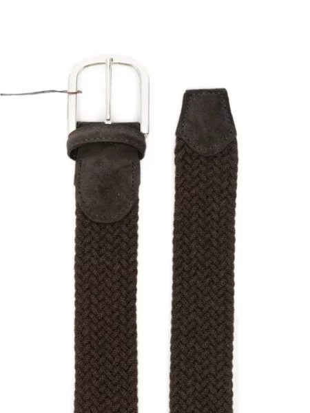 Cu centură curea Canali din piele de căprioară maro