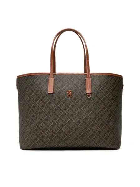 TOMMY HILFIGER Shopper táska konyak / umbra / fekete / fehér barna