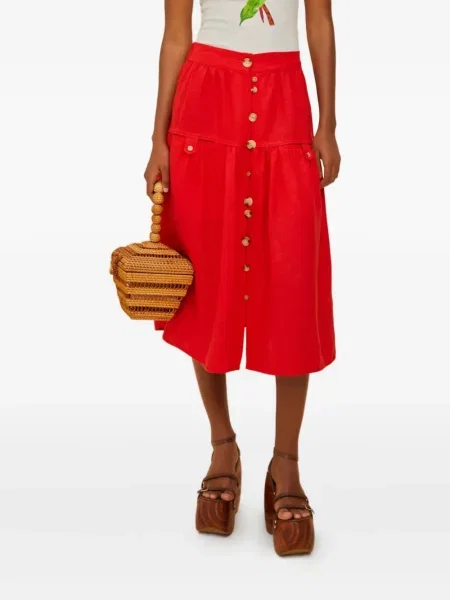 Warstwowa spódnica midi Farm Rio do kolan czerwona