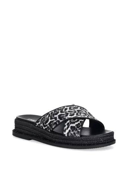 Raštuotos dirželis šlepetės Dkny leopardinės juoda