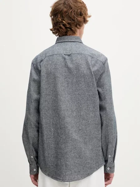 Tommy Jeans koszula z lnem granatowa