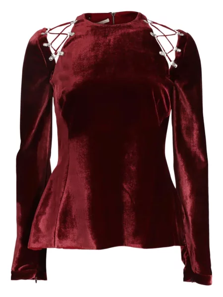 Кадифена блуза Antonio Berardi с връзки червено