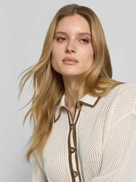 Koszulka z dzianiny z kołnierzykiem polo i listwą guzikową Style Icon Collection