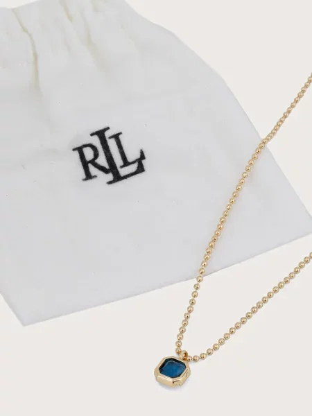 Lauren Ralph Lauren naszyjnik z zawieszką mosiężny ze szkłem szlifowanym