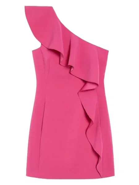 Rochie Max Mara cu volane cu un umăr gol de costum roz