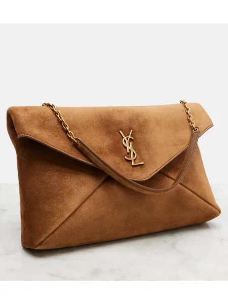 Geantă Saint Laurent din piele de căprioară bej