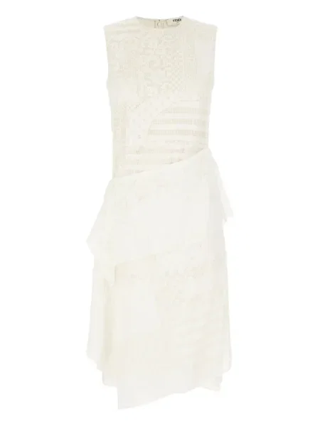 Sukienka midi Fendi koronkowa do kolan garniturowa biała