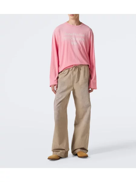 Tricou Acne Studios din jerseu cu autograf roz