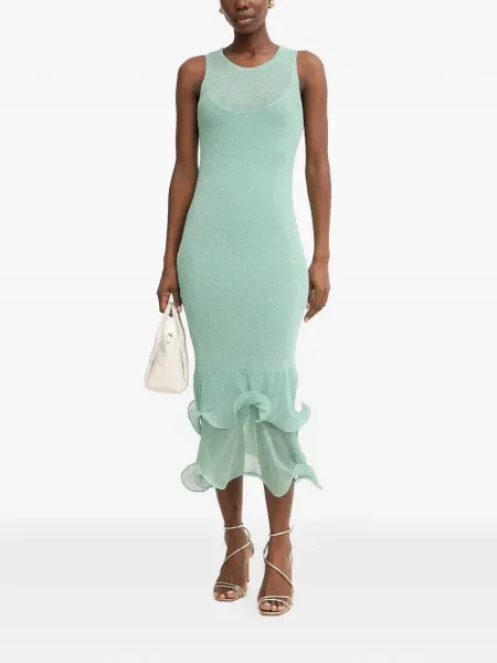 Rochie Simona Corsellini tricotate cu volane verde