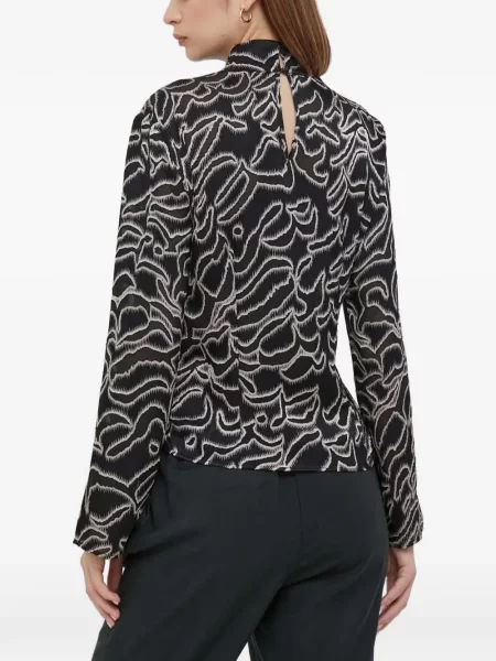 Top Sisley cu imagine cu imprimeu abstract negru