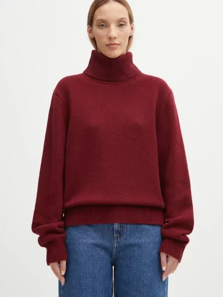 Anine Bing pulover de lână idra cu guler bordo