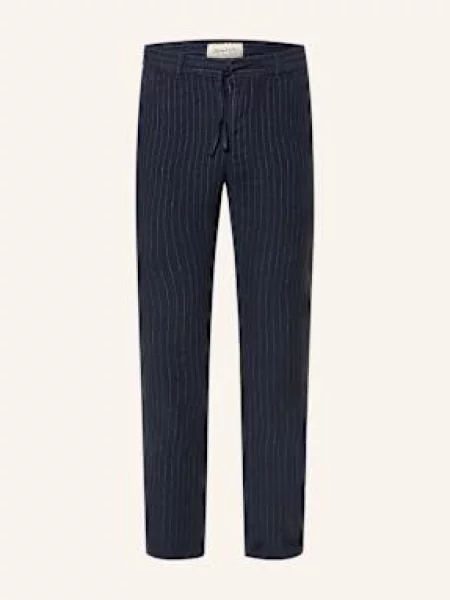 Gant Lněné Chino Kalhoty Regular Fit tmavě modrá