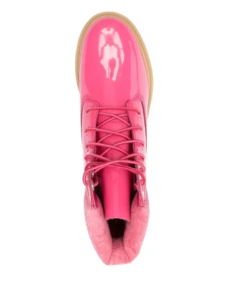 Botine Timberland cu șireturi din piele roz