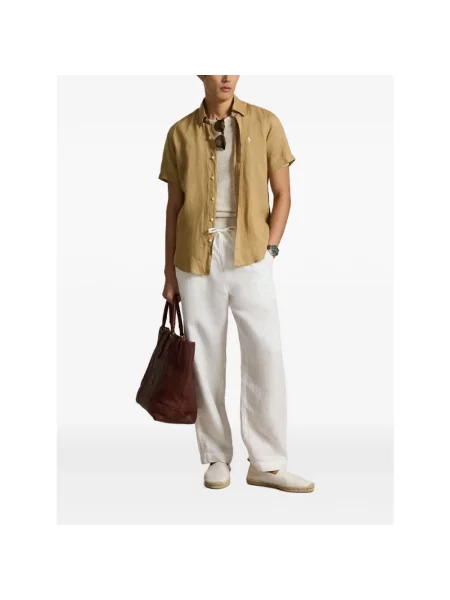 Polo Ralph Lauren koszula lniana Sport Shirt beżowa