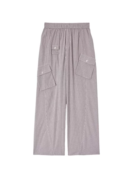 Pantaloni cargo Ganni în carouri cu imagine maro