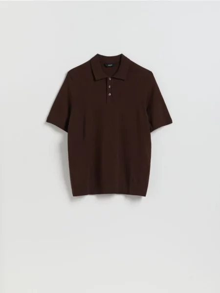 Gulerat tricou polo Reserved maro