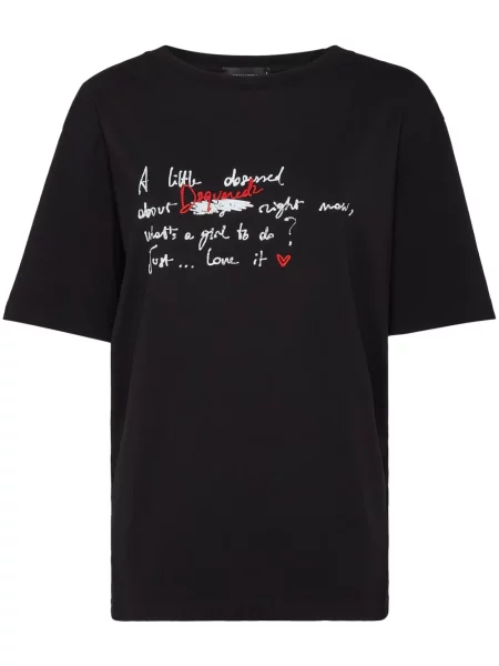 Tricou Dsquared2 cu broderie negru