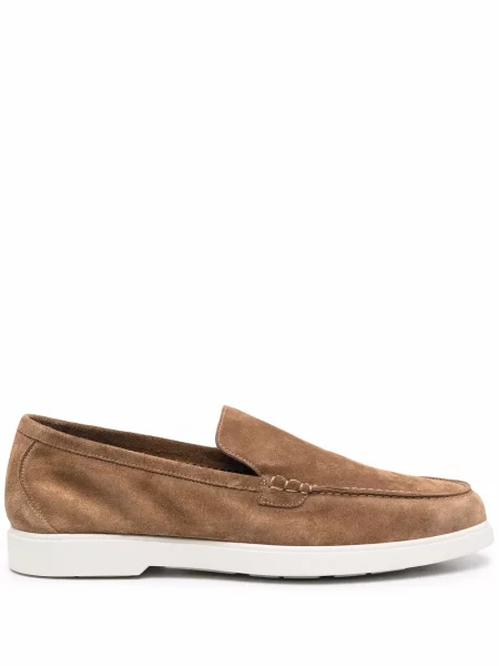 Pantofi loafer Moorer din piele de căprioară slip-on maro