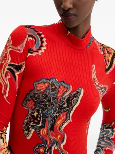 Rochie midi Desigual până la genunchi de costum roșu