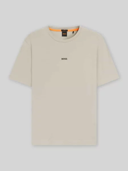 T-shirt o kroju regular fit z mieszanki bawełny model TCHUP' Boss Orange beżowa