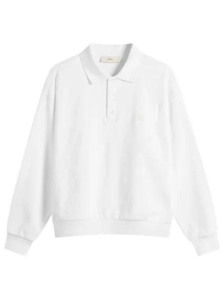 Kołnierzykowy koszulka Dunst skórzana z autografem biała